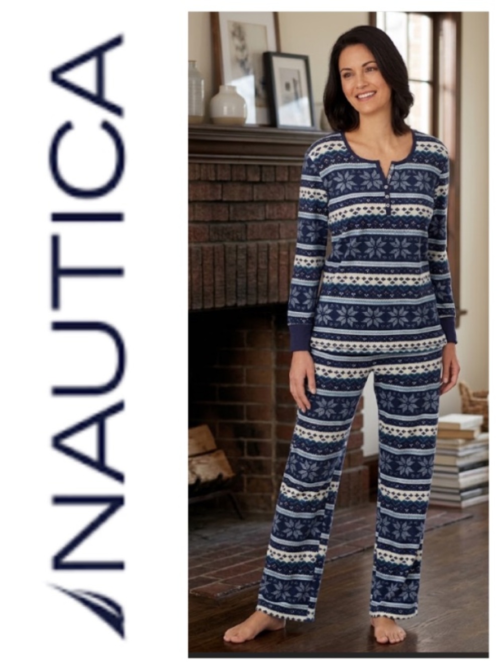 NEW! Nautica Women's 2 Piece Fleece Pajama Sleepwear Set